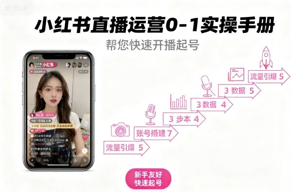 小红书直播运营0-1实操手册，帮您快速开播起号-hl998