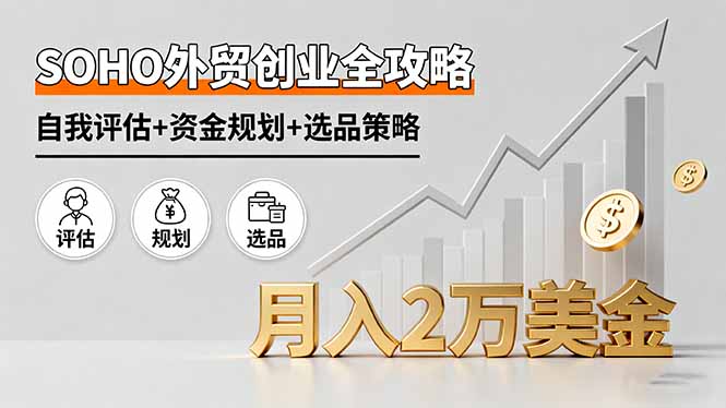 SOHO外贸创业全攻略，自我评估+资金规划+选品策略，月入2万美金-hl998
