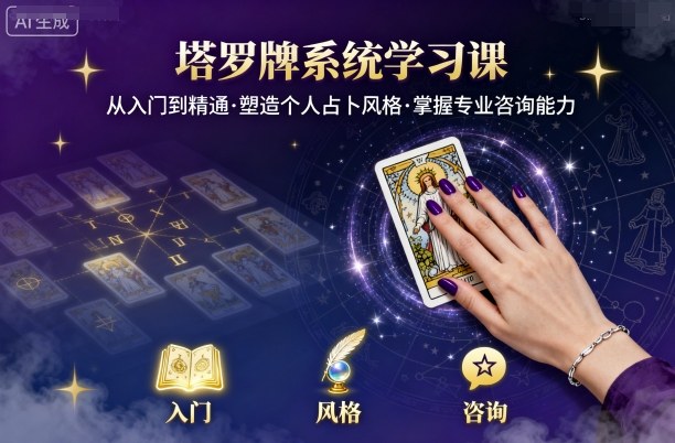 塔罗牌系统学习课，助你从入门到精通，塑造个人占卜风格，掌握专业咨询能力-hl998