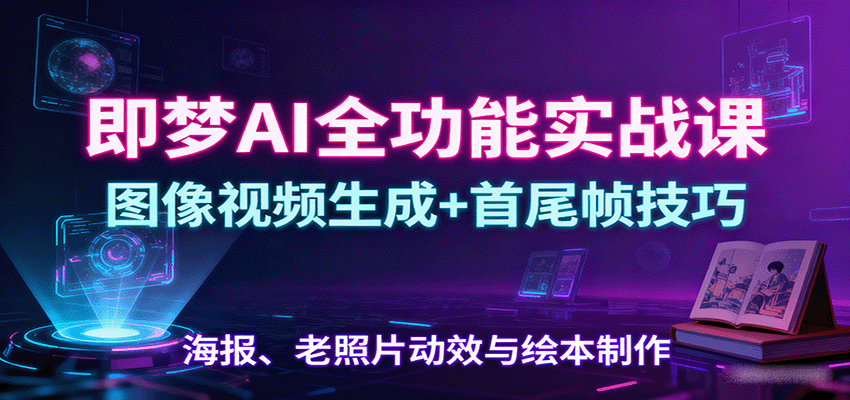 即梦AI全功能实战课：图像视频生成+首尾帧技巧，海报、老照片动效与绘本制作-hl998