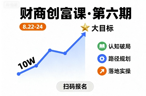 财商创富课第六期8月22-24号，如何从10W起步，一步步实现大目标-hl998