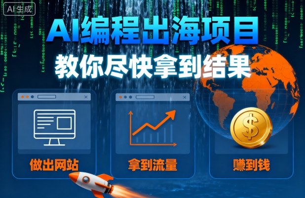 AI编程出海项目，教你尽快拿到结果-做出网站、拿到流量、賺到钱-hl998