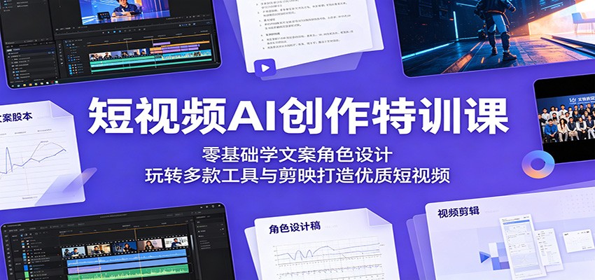 短视频AI创作特训课：零基础学文案角色设计，玩转多款工具与剪映打造优质短视频-hl998