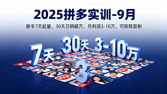 2025拼多多实训-9月：新手7天起量,30天日销破万,月利润3-10万,可矩阵复制-hl998