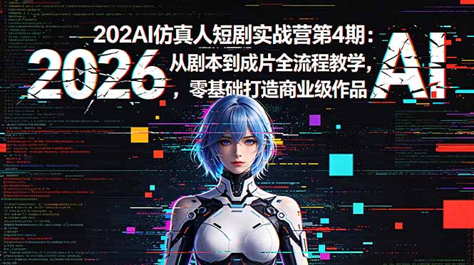 2026AI仿真人短剧实战营第4期：从剧本到成片全流程教学，零基础打造商业级作品-hl998