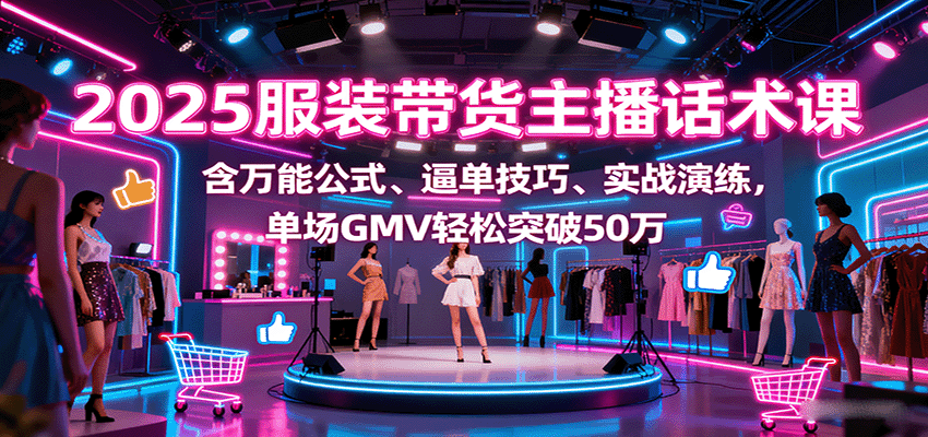 2025服装带货主播话术课，含万能公式、逼单技巧、实战演练，单场GMV轻松突破50万-hl998