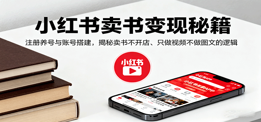 小红书卖书变现秘籍，注册养号与账号搭建，揭秘卖书不开店、只做视频不做图文的逻辑-hl998