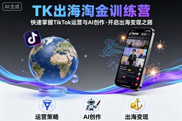 TK出海淘金训练营，助你快速掌握TikTok运营与AI创作，开启出海变现之路-hl998