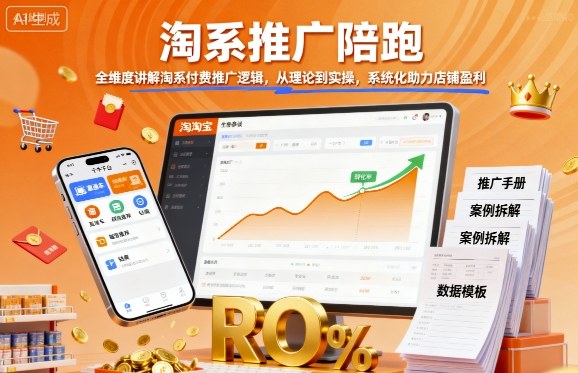 淘系推广陪跑，全维度讲解淘系付费推广逻辑，从理论到实操，系统化助力店铺盈利-hl998