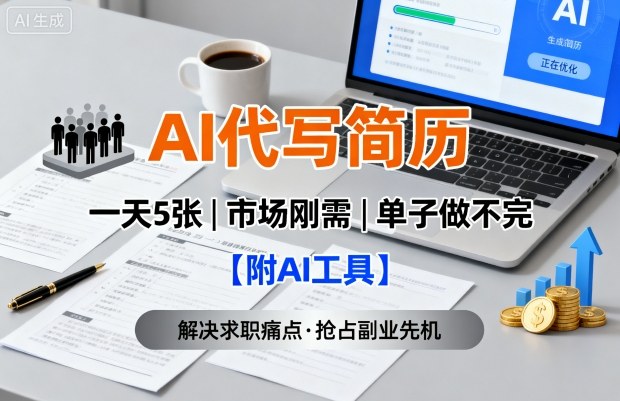 AI代写简历，一天5张，今年找工作难，市场刚需，单子做不完【附AI工具】-hl998