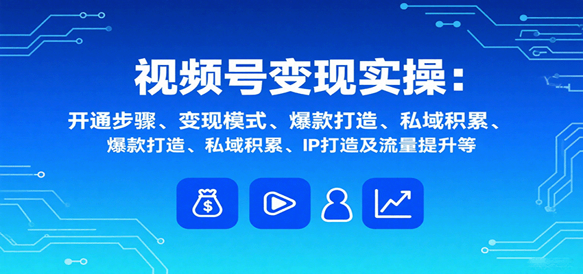 视频号变现实操，含开通步骤、变现模式、爆款打造、私域积累、IP打造及流量提升等-hl998
