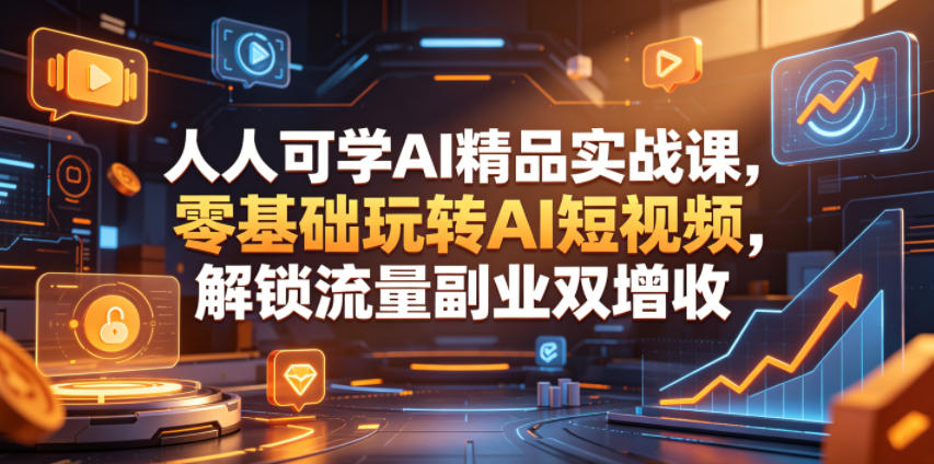 人人可学AI精品实战课，零基础玩转AI短视频，解锁流量副业双增收-hl998