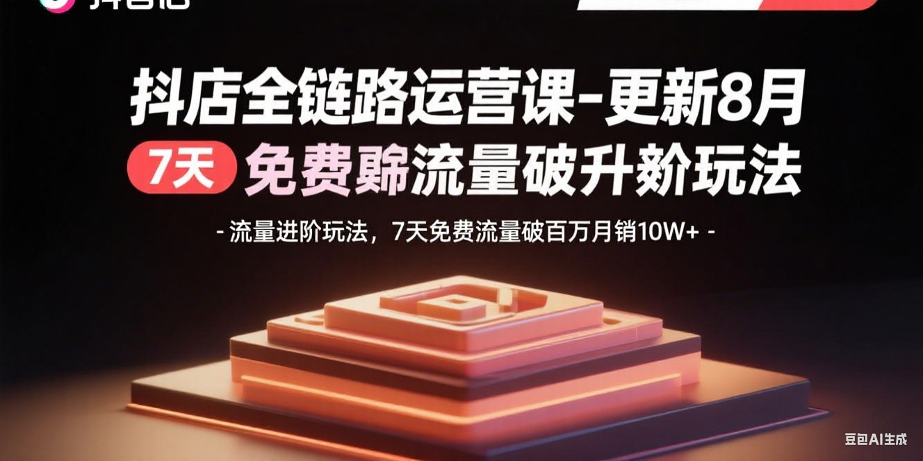 抖店全链路运营课-更新8月：流量进阶玩法，7天免费流量破百万月销10W+-hl998