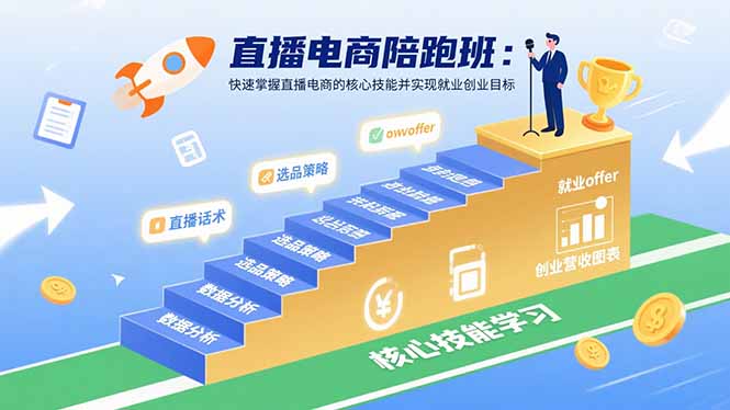 直播电商陪跑班：快速掌握直播电商的核心技能并实现就业/创业目标-hl998