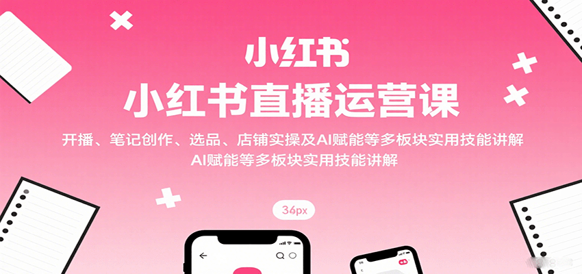 小红书直播运营课：开播、笔记创作、选品、店铺实操及 AI 赋能等多板块实用技能讲解-hl998