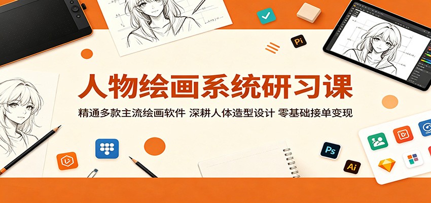 人物绘画系统研习课：精通多款主流绘画软件，深耕人体造型设计，零基础接单变现-hl998