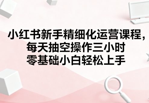 小红书新手精细化运营课程，每天抽空操作三小时，零基础小白轻松上手-hl998
