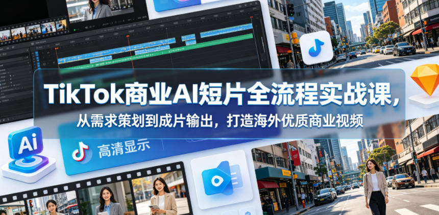 TikTok商业AI短片全流程实战课，从需求策划到成片输出，打造海外优质商业视频-hl998
