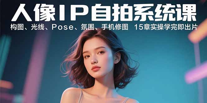 人像IP自拍系统课：构图、光线、Pose、氛围、手机修图 15章实操学完即出片-hl998