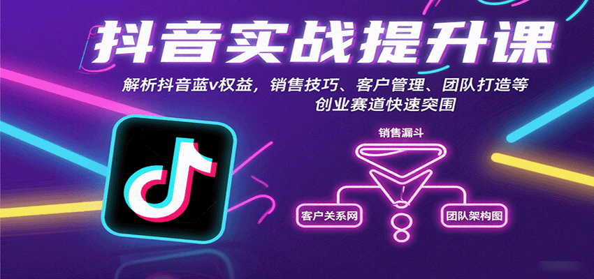 抖音实战提升课：解析抖音蓝v权益，销售技巧、客户管理、团队打造等创业赛道快速突围-hl998