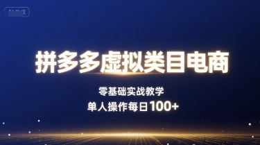 拼多多虚拟类目电商，零基础实战教学，单人操作每日100+-hl998