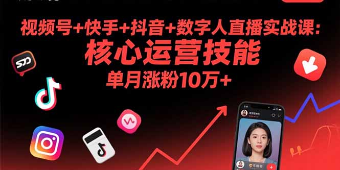 视频号+快手+抖音+数字人直播实战课(9月-hl998