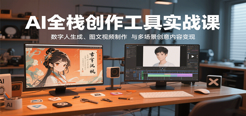 AI全栈创作工具实战课：数字人生成、图文视频制作与多场景创意内容变现-hl998