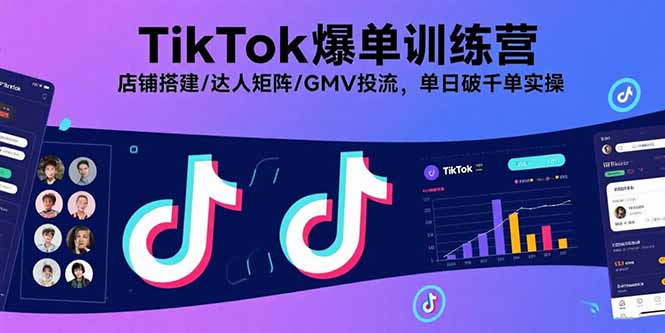 TikTok爆单训练营，店铺搭建/达人矩阵/GMV投流，单日破千单实操-hl998