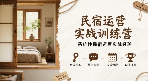 民宿运营实战训练营，系统性民宿运营实战经验-hl998