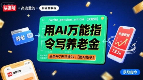 用AI万能指令写养老金，头条号7天狂撸2k【附AI指令】-hl998
