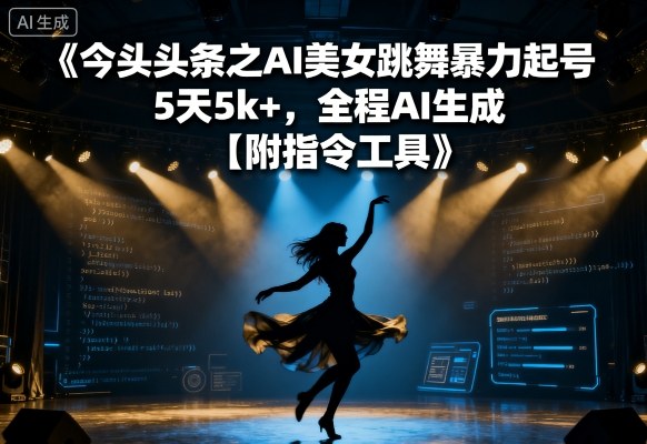 今日头条之AI美女跳舞暴力起号，5天1k+，全程AI生成【附指令工具】-hl998