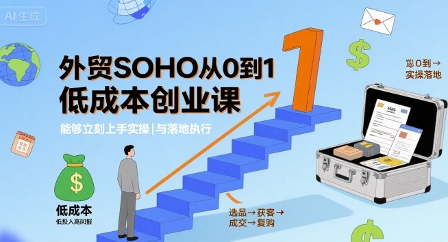 外贸SOHO从0到1低成本创业课，能够立刻上手实操与落地执行-hl998