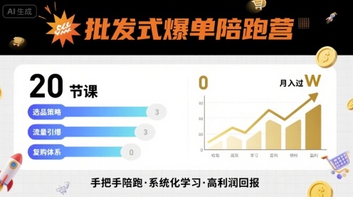 批发式爆单陪跑营，20节课带你实现批发式爆单，带你经松月入过W-hl998