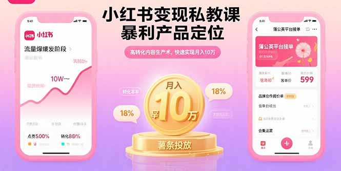 小红书变现私教课，暴利产品定位，高转化内容生产术，快速实现月入10万-hl998