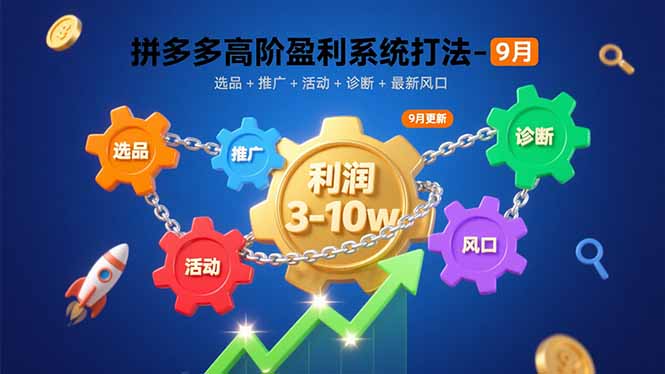 拼多多高阶盈利系统打法-9月：选品+推广+活动+诊断+最新风口，月利润3-10w-hl998