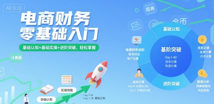 电商财务零基础入门，基础认知+基础实操+进阶突破，轻松掌握-hl998