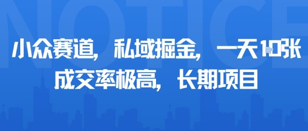 小众赛道，私域掘金，一天多张，成交率极高，长期项目-hl998