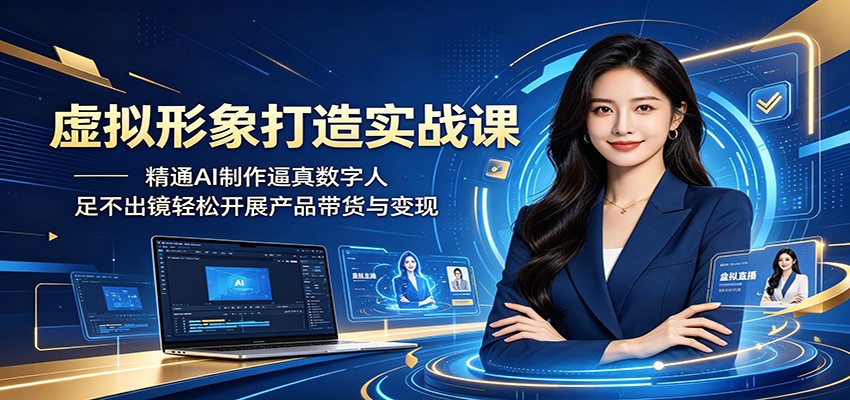 虚拟形象打造实战课：精通AI制作逼真数字人，足不出镜轻松开展产品带货与变现-hl998