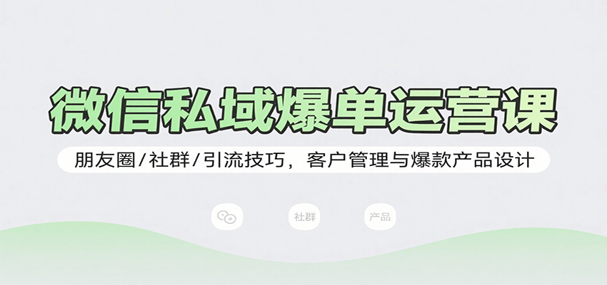 微信私域爆单运营课：朋友圈/社群/引流技巧，客户管理与爆款产品设计-hl998