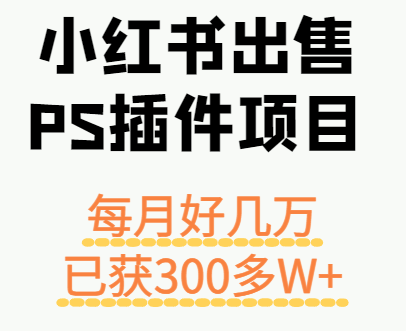 小红书出售PS插件项目，每月都收入好几万，长期操作已获利300多W+-hl998