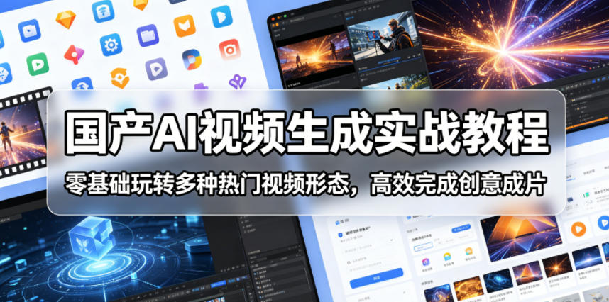 国产AI视频生成实战教程，零基础玩转多种热门视频形态，高效完成创意成片-hl998