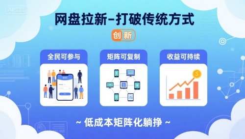 网盘拉新-打破传统方式，低成本矩阵化躺挣，全民可参与、矩阵可复制、收益可持续【揭秘】-hl998