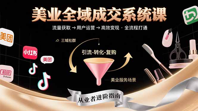 美业全域成交系统课程：帮助美业从业者打通从流量获取到高效变现全流程-hl998
