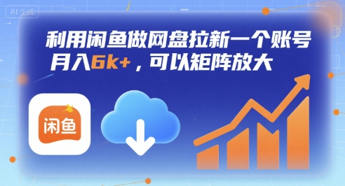 利用闲鱼做网盘拉新一个账号，月入6k+，可以矩阵放大-hl998