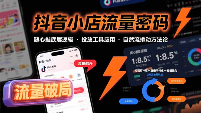 抖音小店流量密码，随心推底层逻辑，投放工具应用，自然流撬动核心方法论-hl998