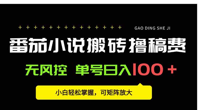 番茄小说创作人搬砖赚稿费，无风控单号日入100＋，小白轻松掌握，可矩...-hl998