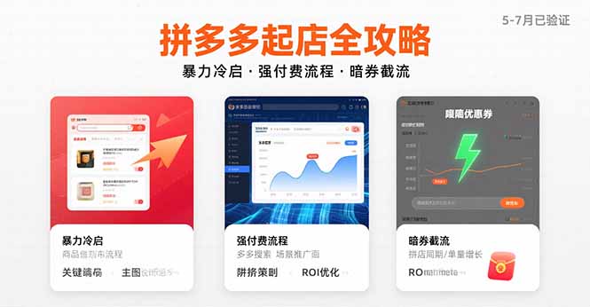 拼多多起店全攻略，暴力冷启，强付费流程，暗券截流，5-7月已验证的方法-hl998