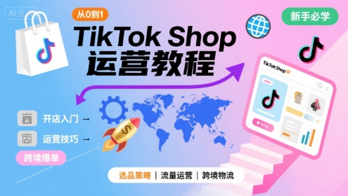 TikTok Shop从0到1运营教程，TikTok跨境电商新手必学课程-hl998
