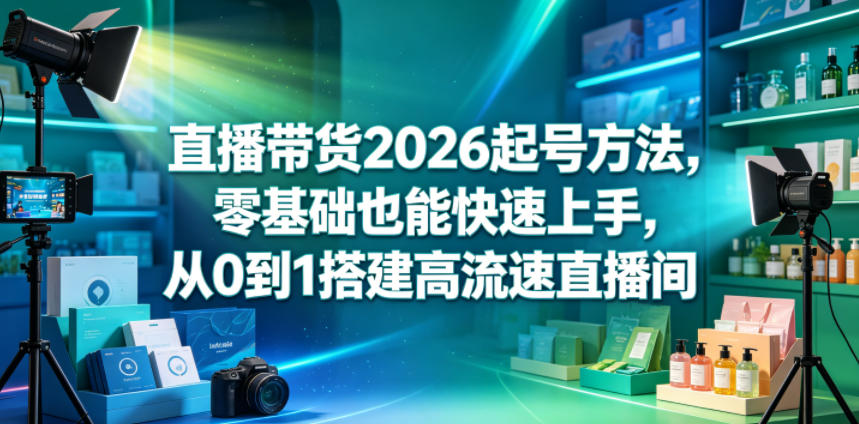 直播带货2026起号方法，零基础也能快速上手，从0到1搭建高流速直播间-hl998
