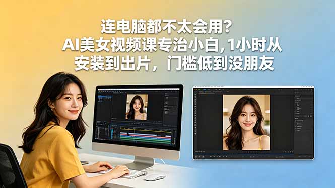 连电脑都不太会用？AI美女视频课专治小白，1小时从安装到出片，门槛低到没朋友-hl998